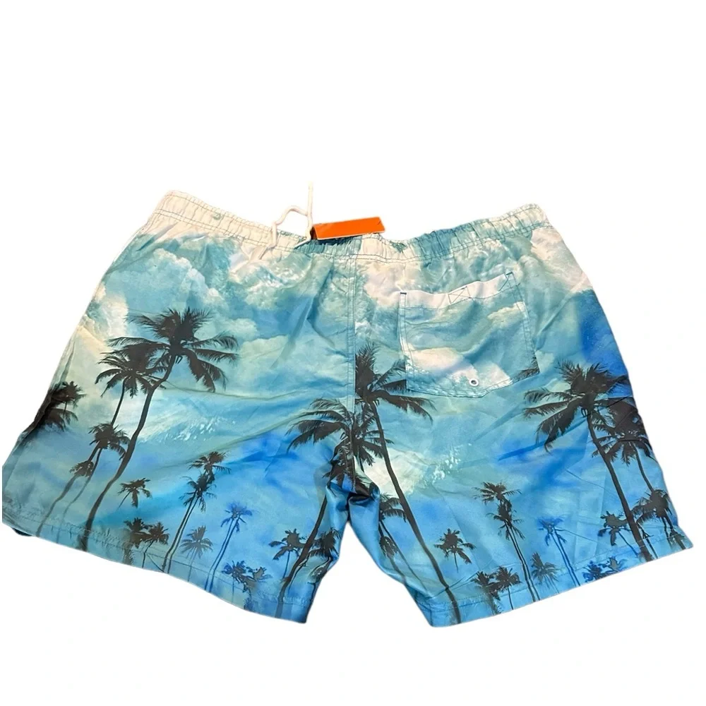 Men’s Veccoberry swim trunks, blue with palm trees ‎ size XXL